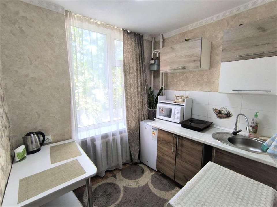 Kitchen or kitchenette, stove