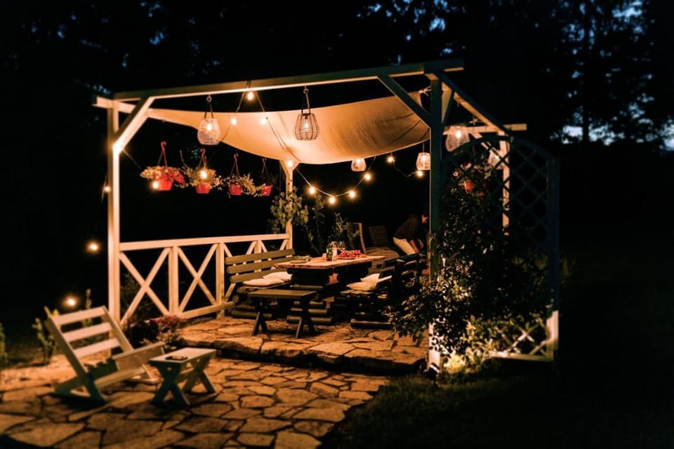 Patio, Night, Natural landscape, BBQ facilities