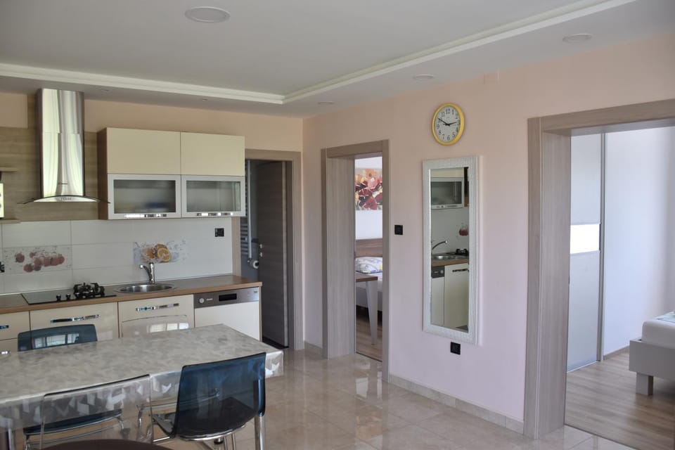 Kitchen or kitchenette, dishwasher, minibar, stove