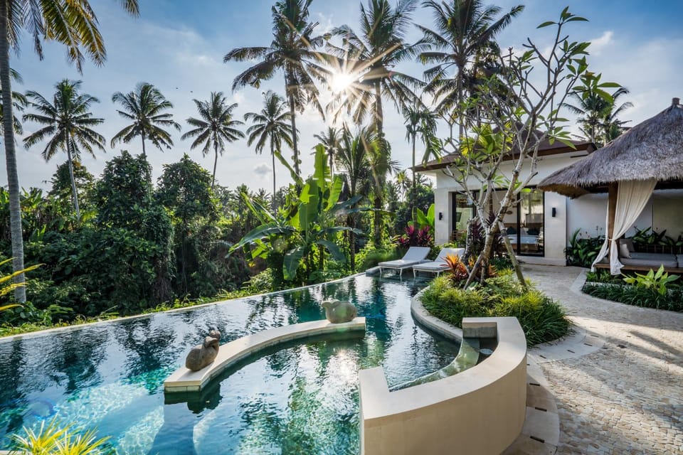 Property building, Natural landscape, Pool view, Swimming pool