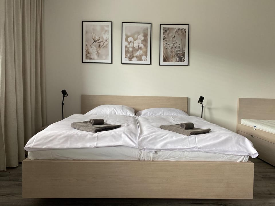 Bed, Photo of the whole room, Bedroom, towels