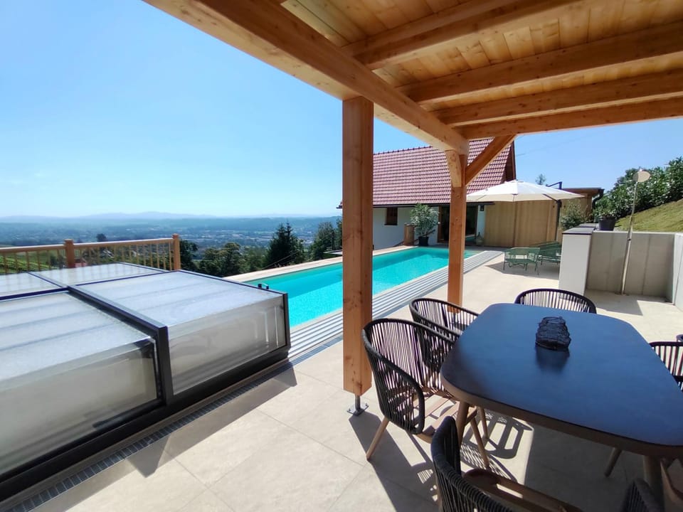 Property building, Living room, Swimming pool
