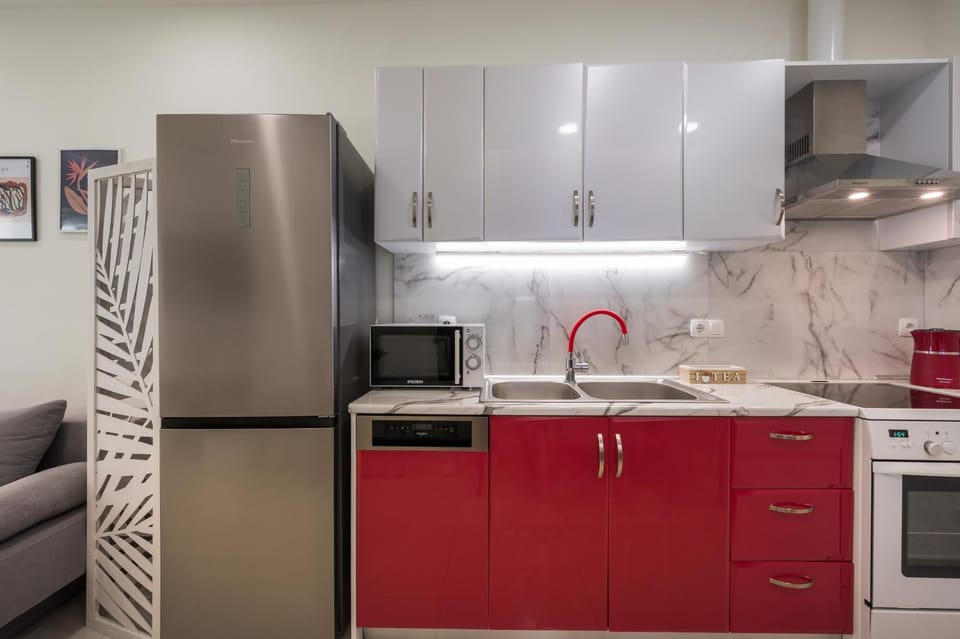Kitchen or kitchenette, dishwasher, stove