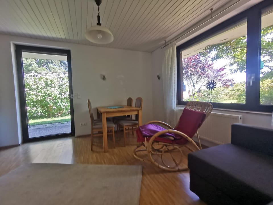Living room, Seating area, Dining area, Garden view