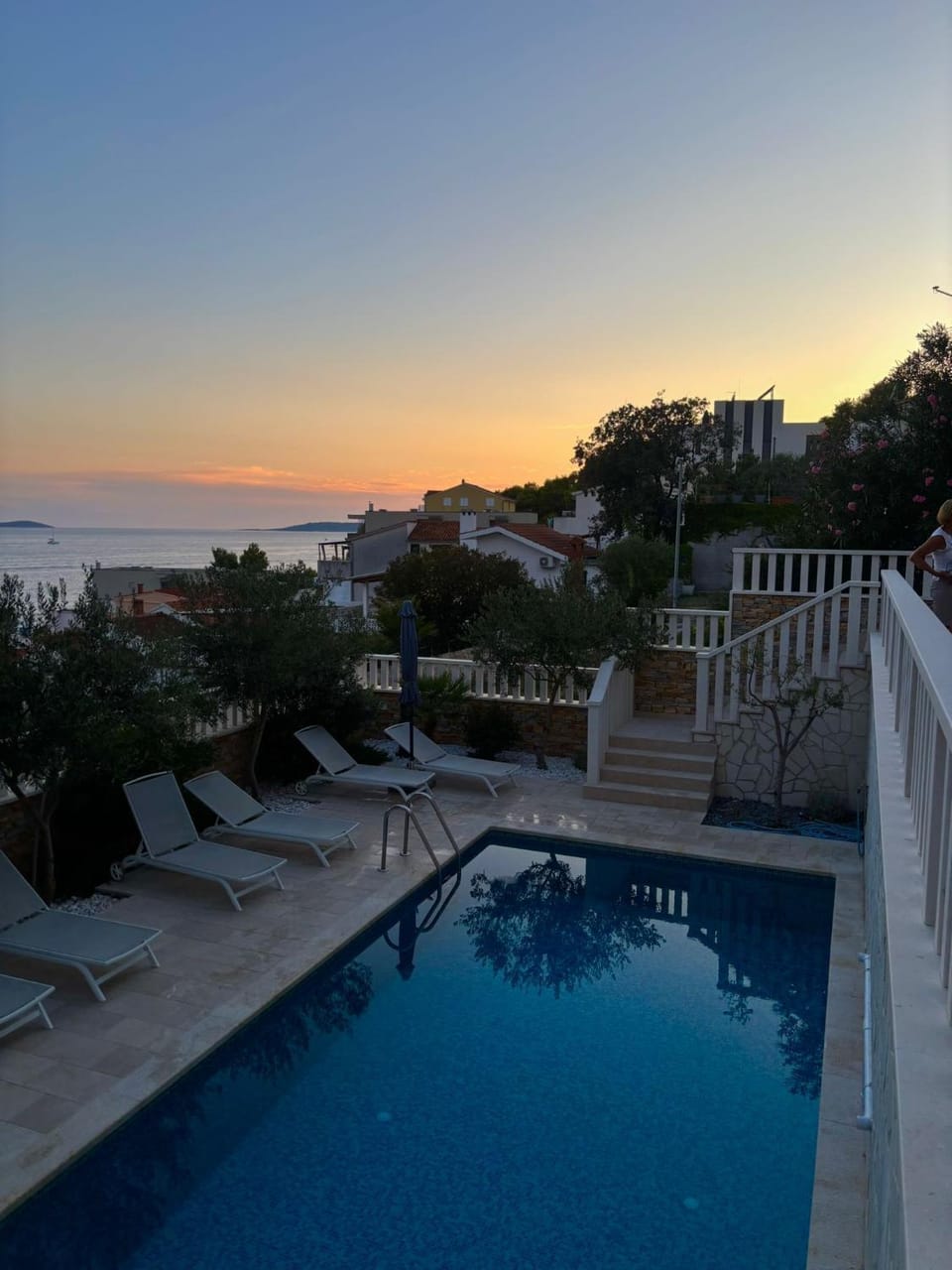 Natural landscape, Pool view, Sea view, Swimming pool, Sunset, sunbed