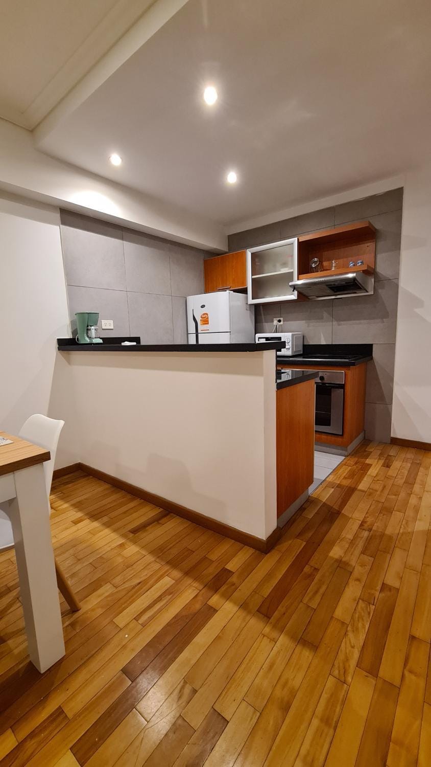 Kitchen or kitchenette, minibar, oven, stove