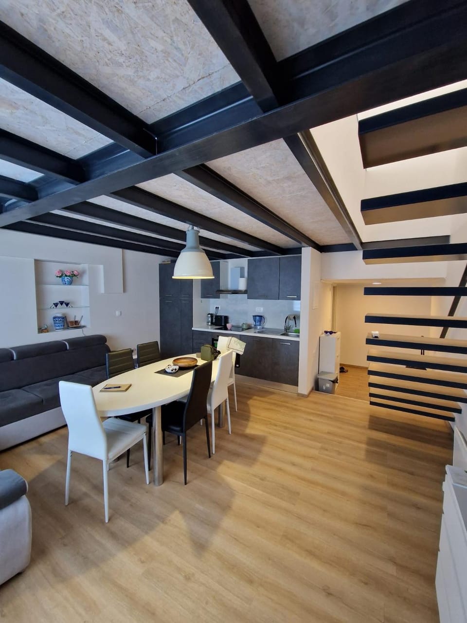 Kitchen or kitchenette, Living room, Dining area