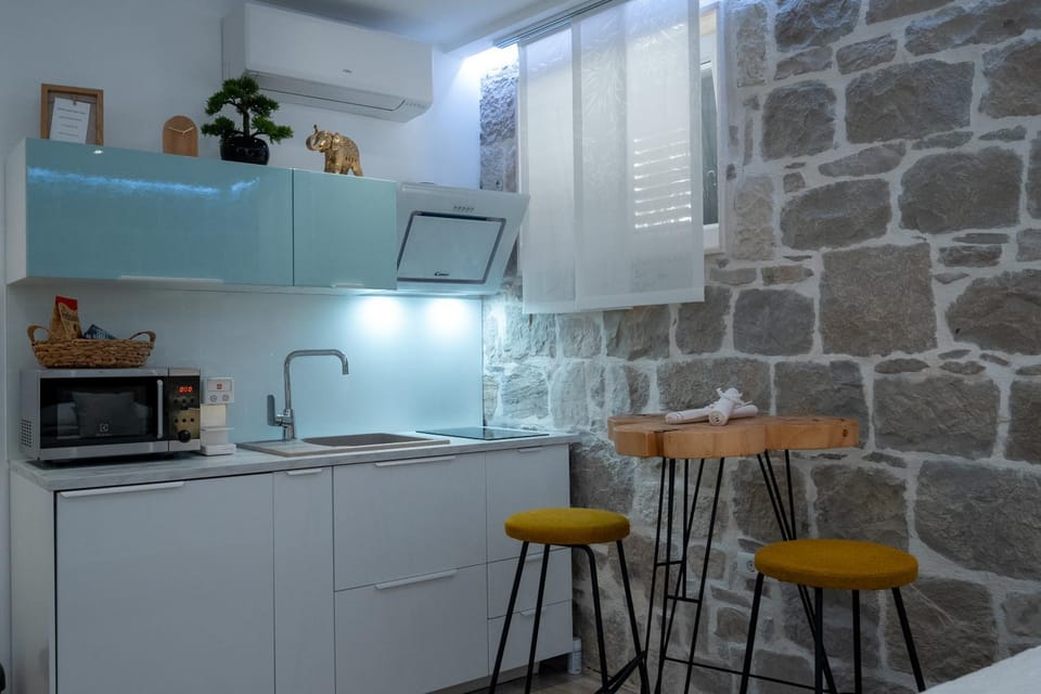 Kitchen or kitchenette, minibar, stove