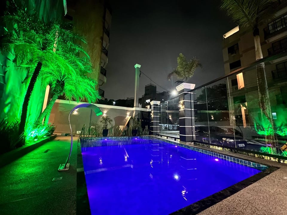 Night, Pool view, Swimming pool