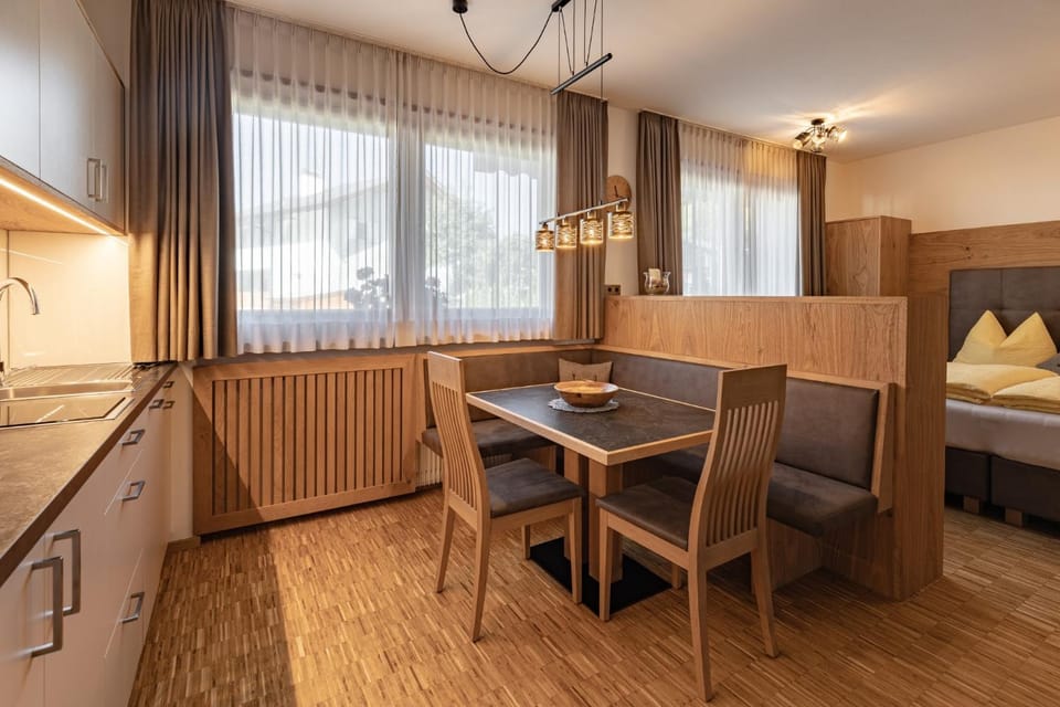 Bed, hair dresser, kitchen