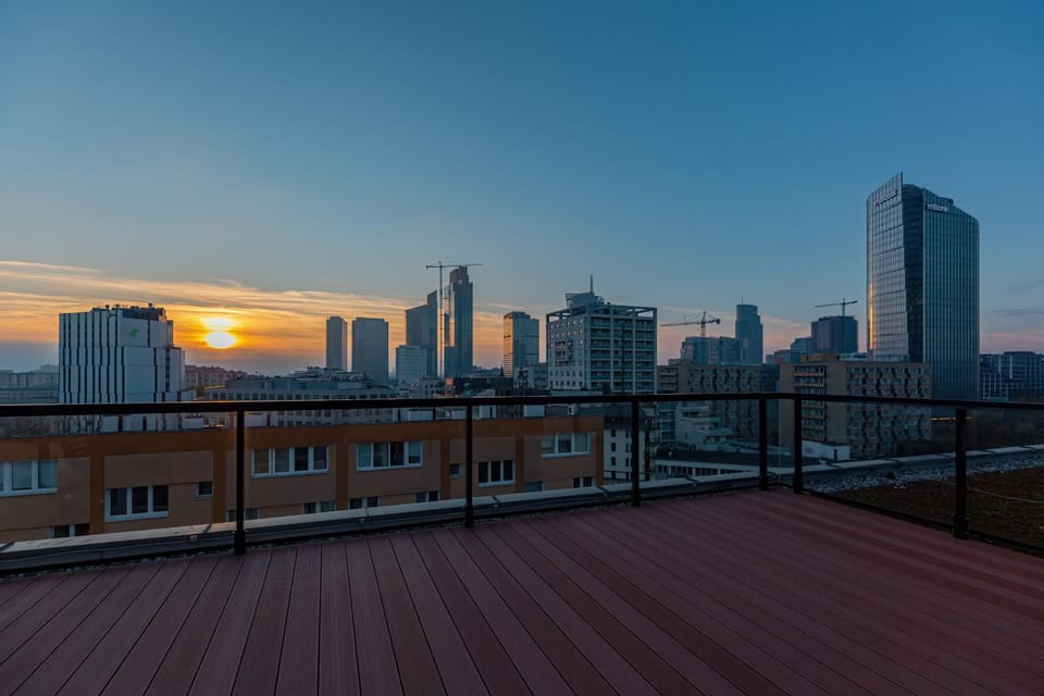 Property building, City view, Sunset