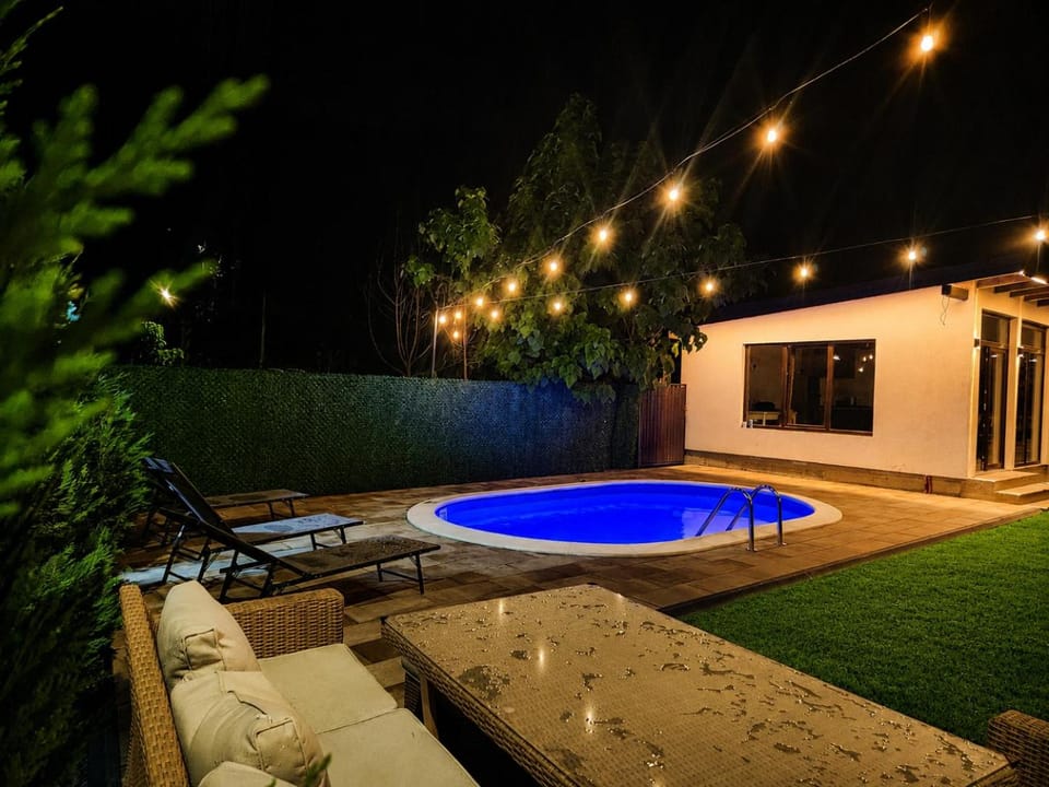 Night, Pool view, Swimming pool
