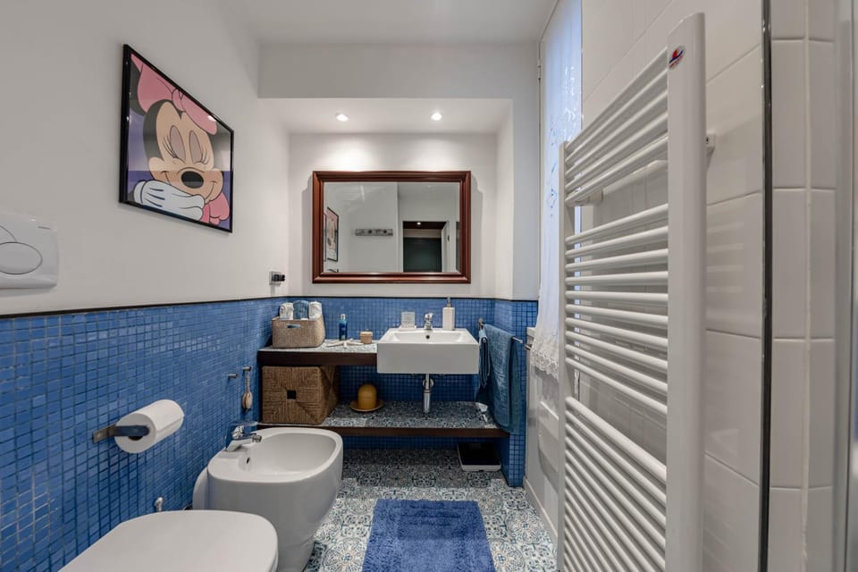 Toilet, Bathroom, Photo of the whole room, bidet, heating, towels