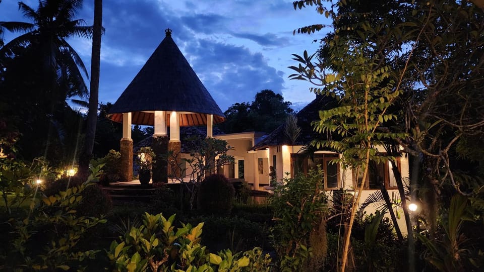 Property building, Night, Garden, Garden view