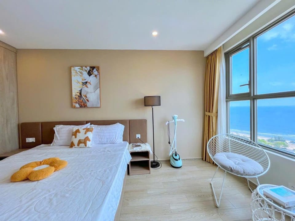 Bed, Sea view
