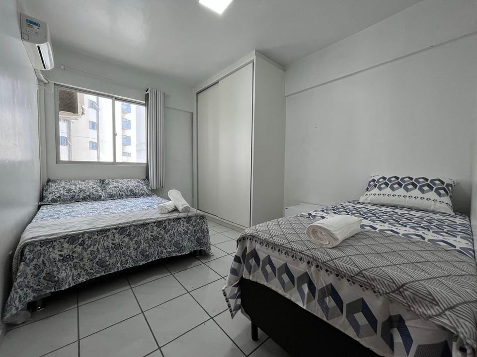Bed, Photo of the whole room, Bedroom, towels, air conditioner