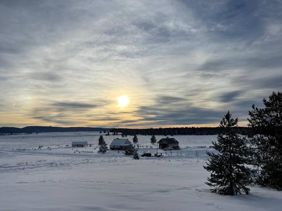Natural landscape, Winter, Mountain view, Sunset