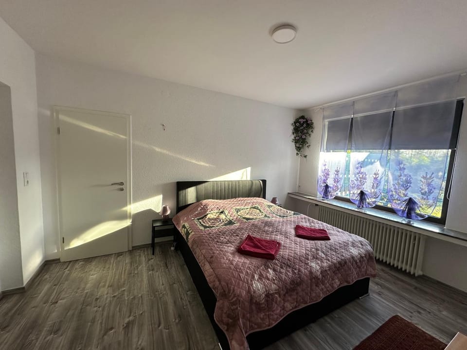 Bed, Photo of the whole room, Bedroom, towels, wardrobe