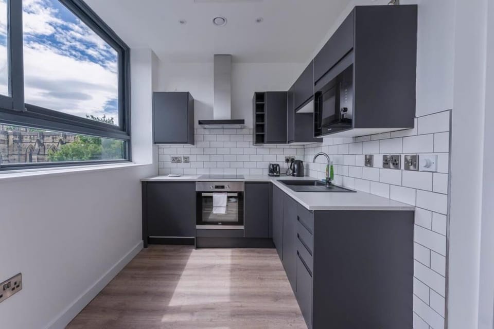 Kitchen or kitchenette, oven, stove