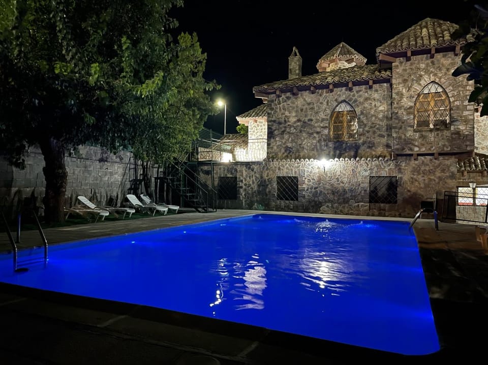 Night, Pool view, Swimming pool