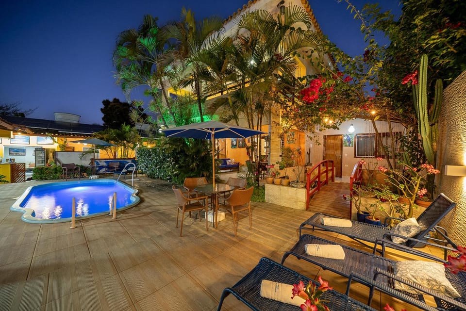Night, Pool view, Swimming pool