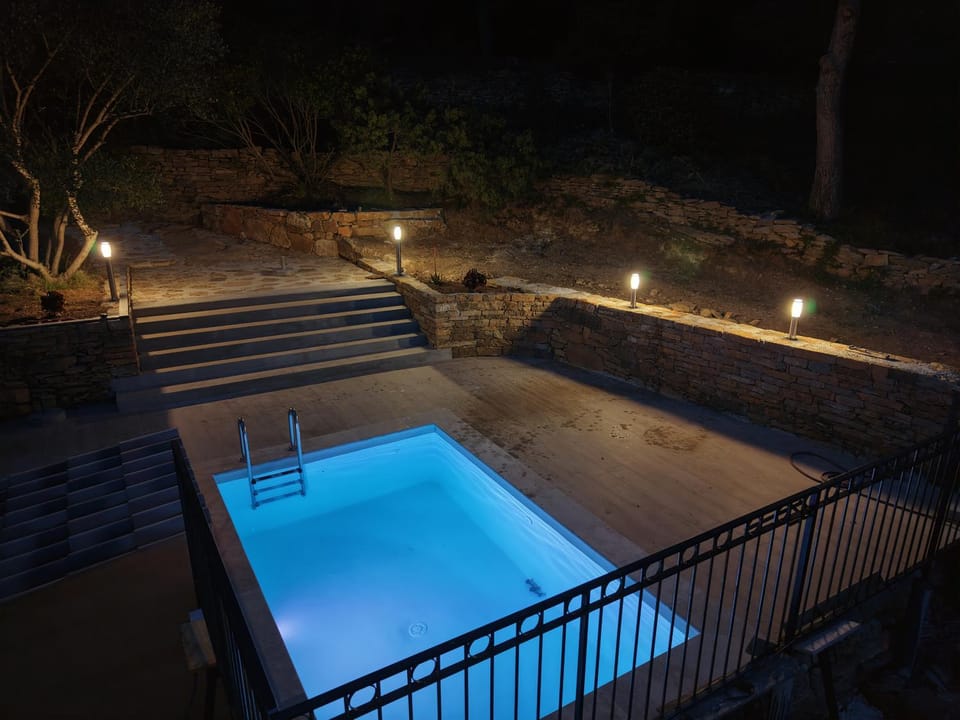 Night, Pool view, Swimming pool