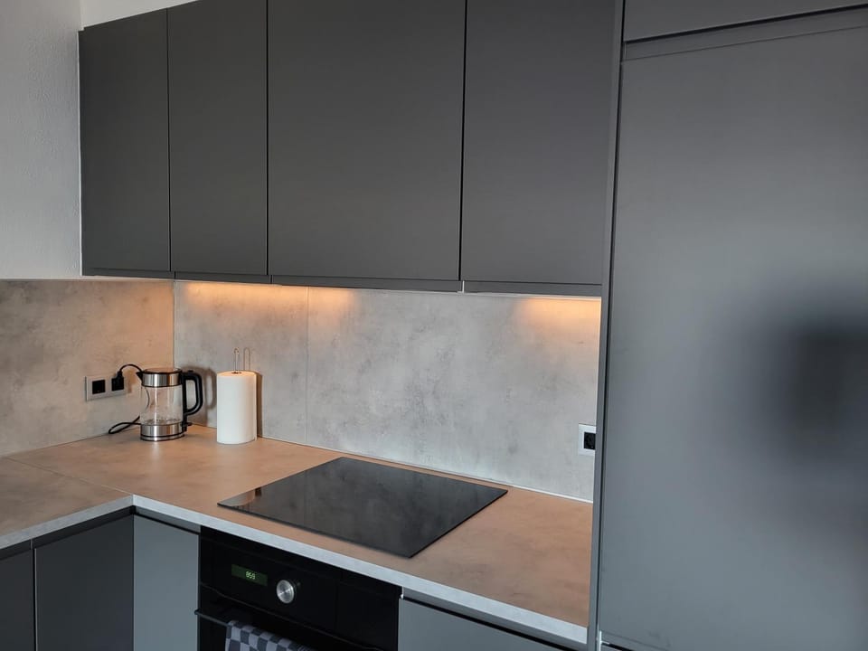 Kitchen or kitchenette, stove