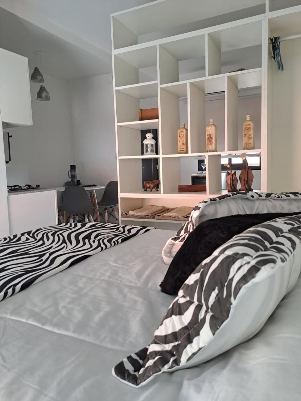 Bed, wardrobe