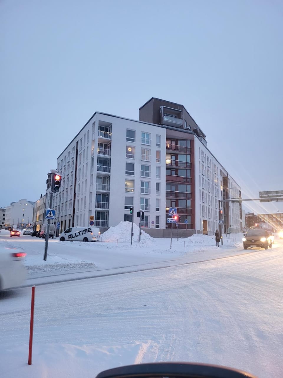 Property building, Winter, Street view