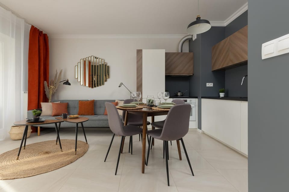 Kitchen or kitchenette, Living room, Dining area