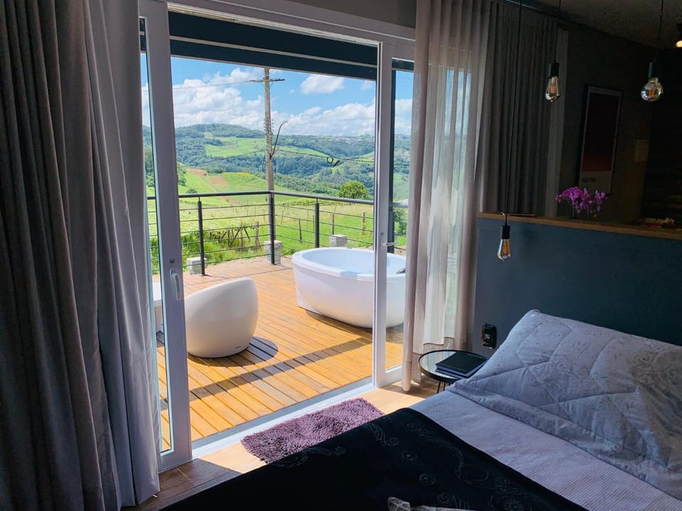 Bed, Natural landscape, Balcony/Terrace, Bedroom, Mountain view, Open Air Bath