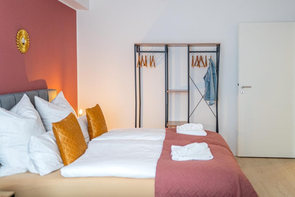 Bed, Photo of the whole room, Bedroom, towels, wardrobe
