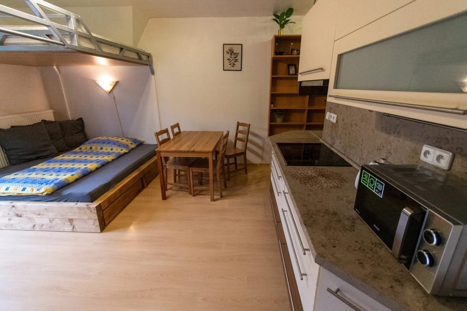 Bed, Kitchen or kitchenette, Photo of the whole room