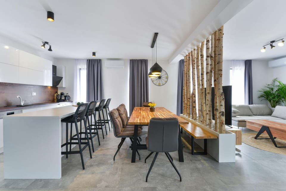 Kitchen or kitchenette, Living room, Dining area