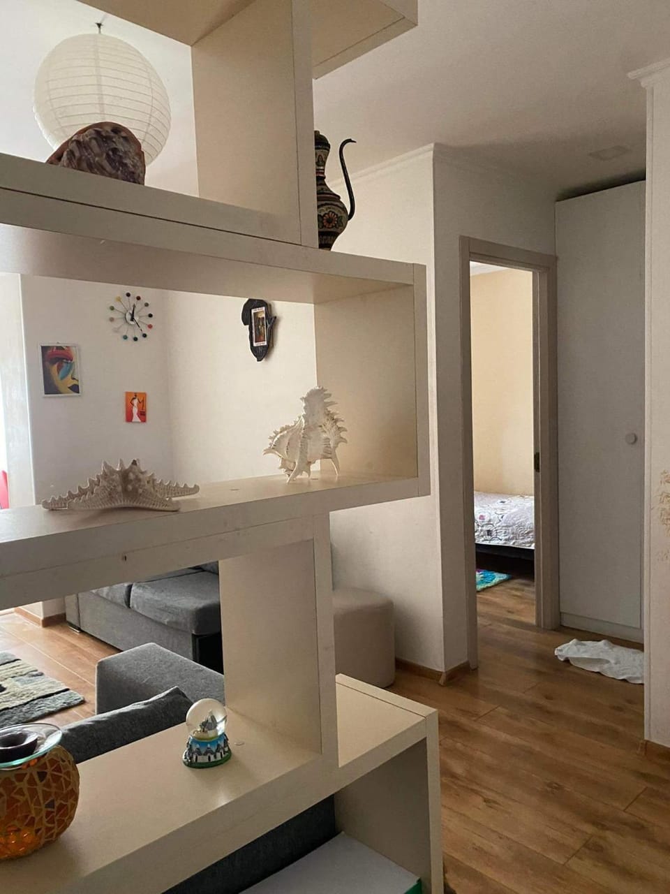 Bed, wardrobe