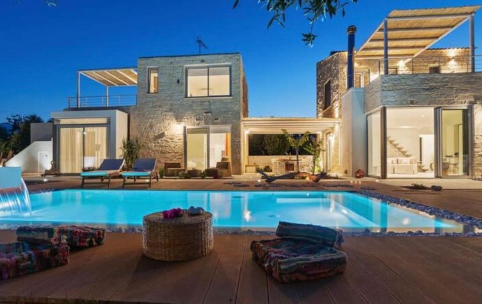 Property building, Night, Swimming pool