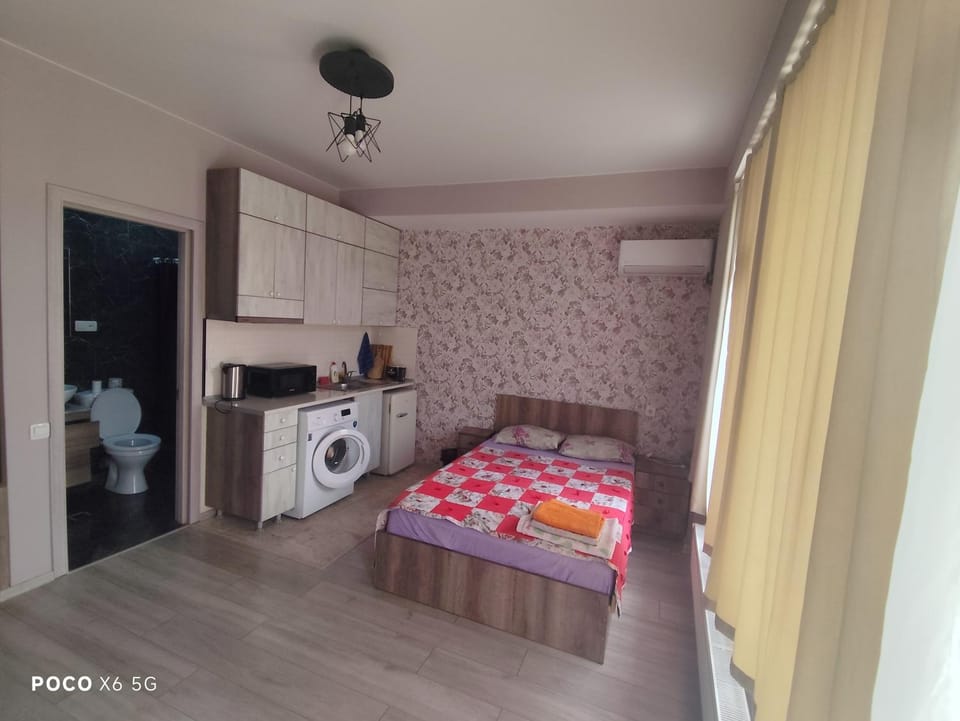 Bed, Kitchen or kitchenette, Photo of the whole room, Bedroom, washing machine