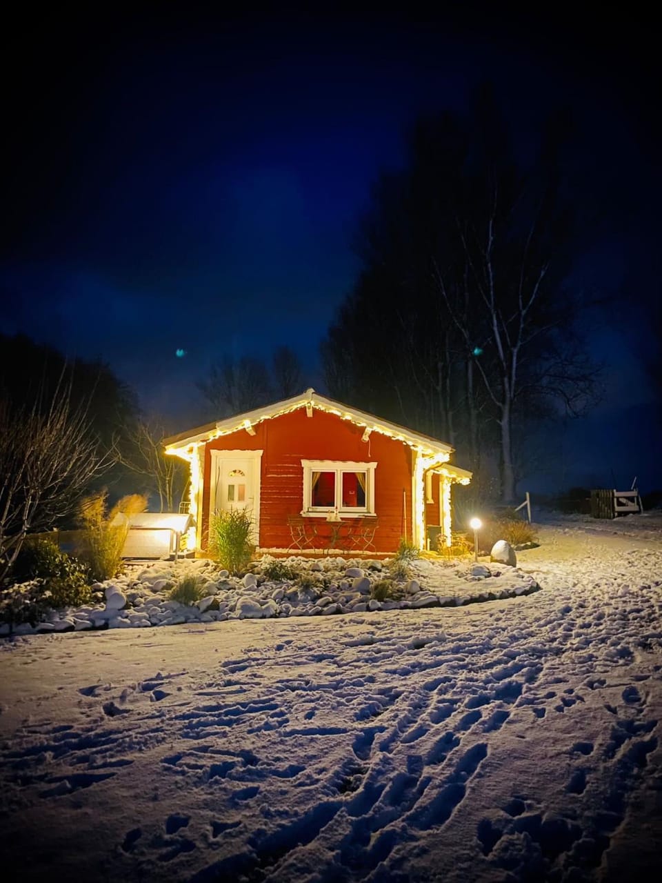 Property building, Night, Winter