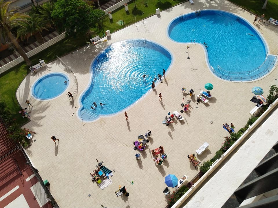 Swimming pool, sunbed