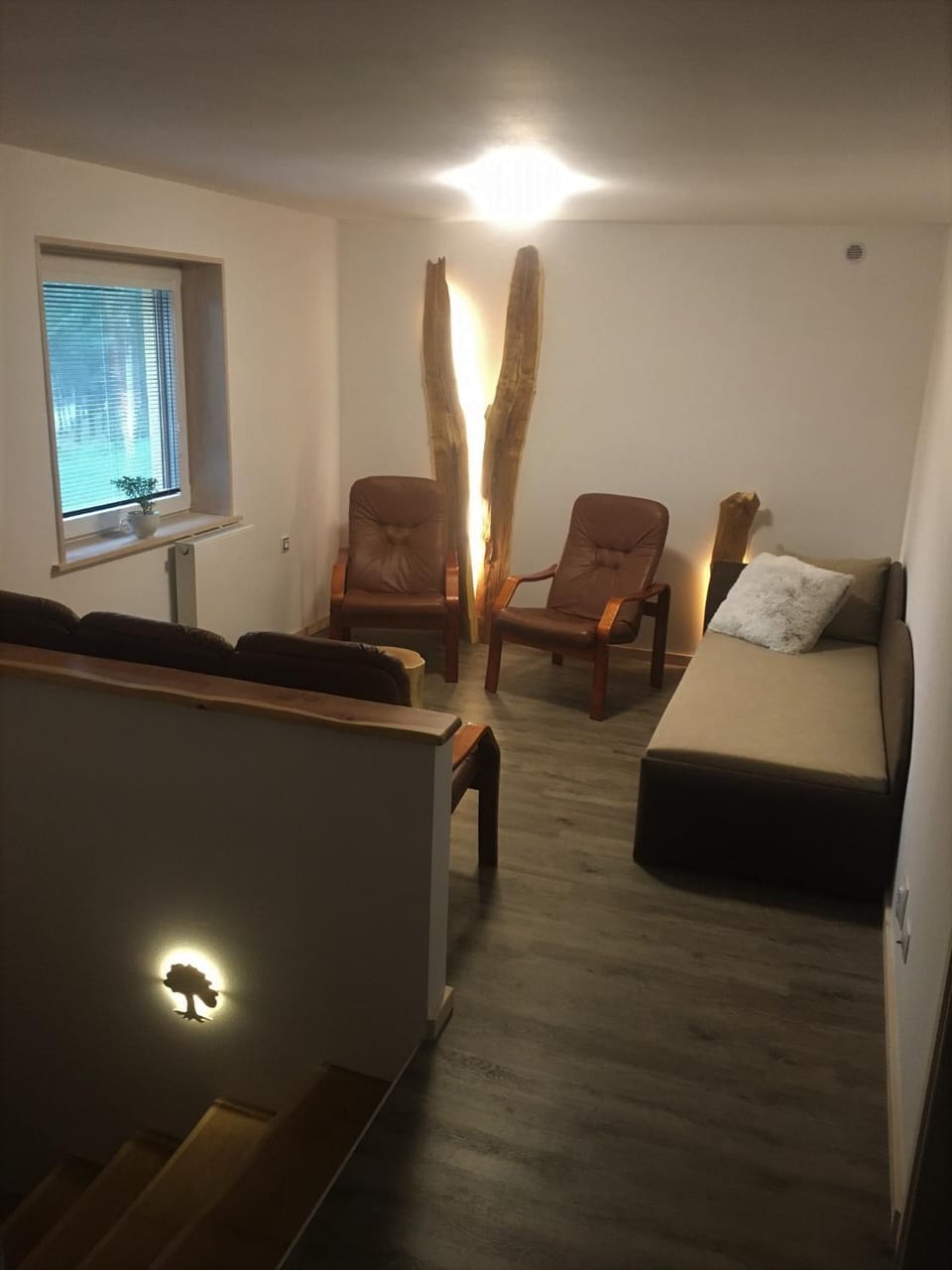 Bed, Living room, Seating area