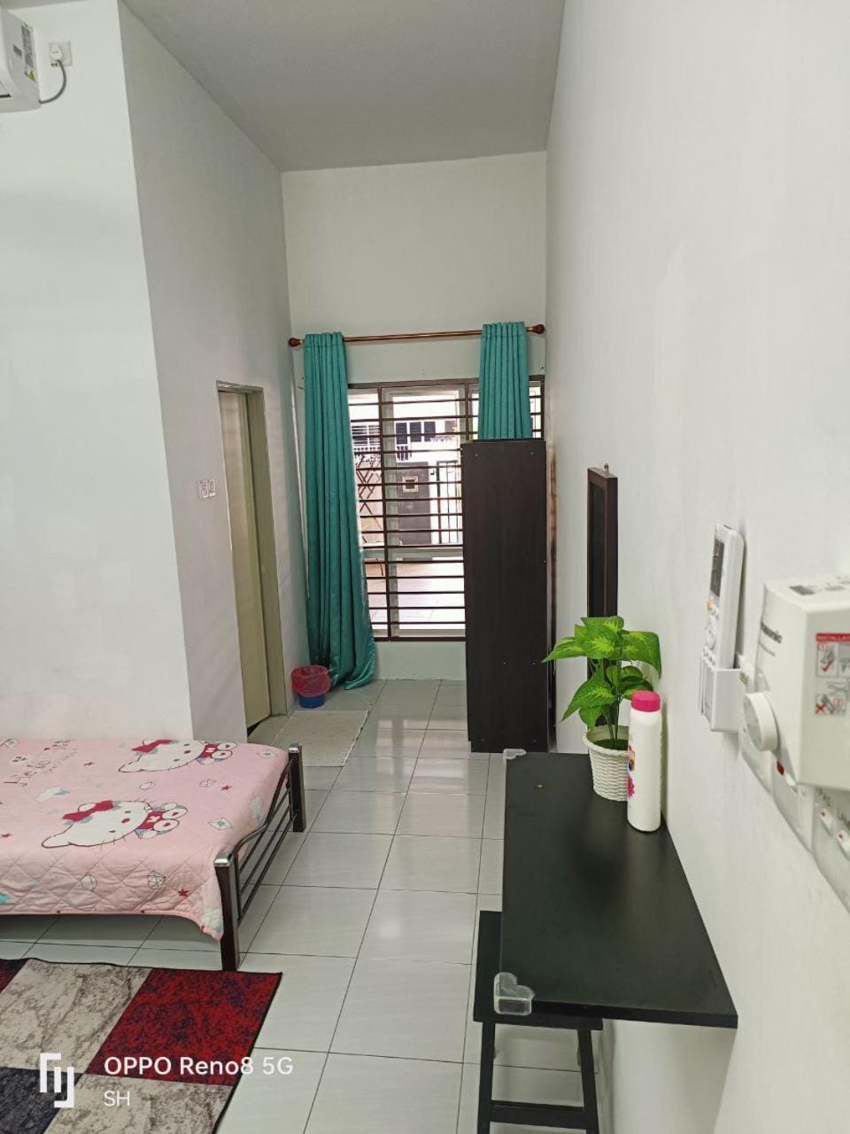 Bed, Bedroom, fireplace, hair dresser, wardrobe, air conditioner