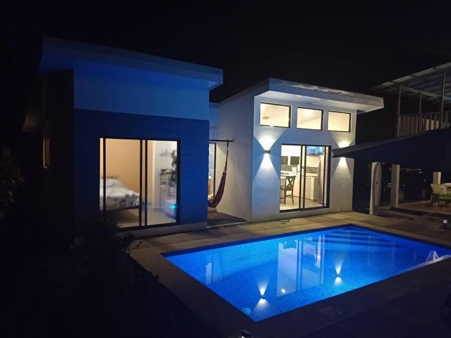 Night, Pool view, Swimming pool