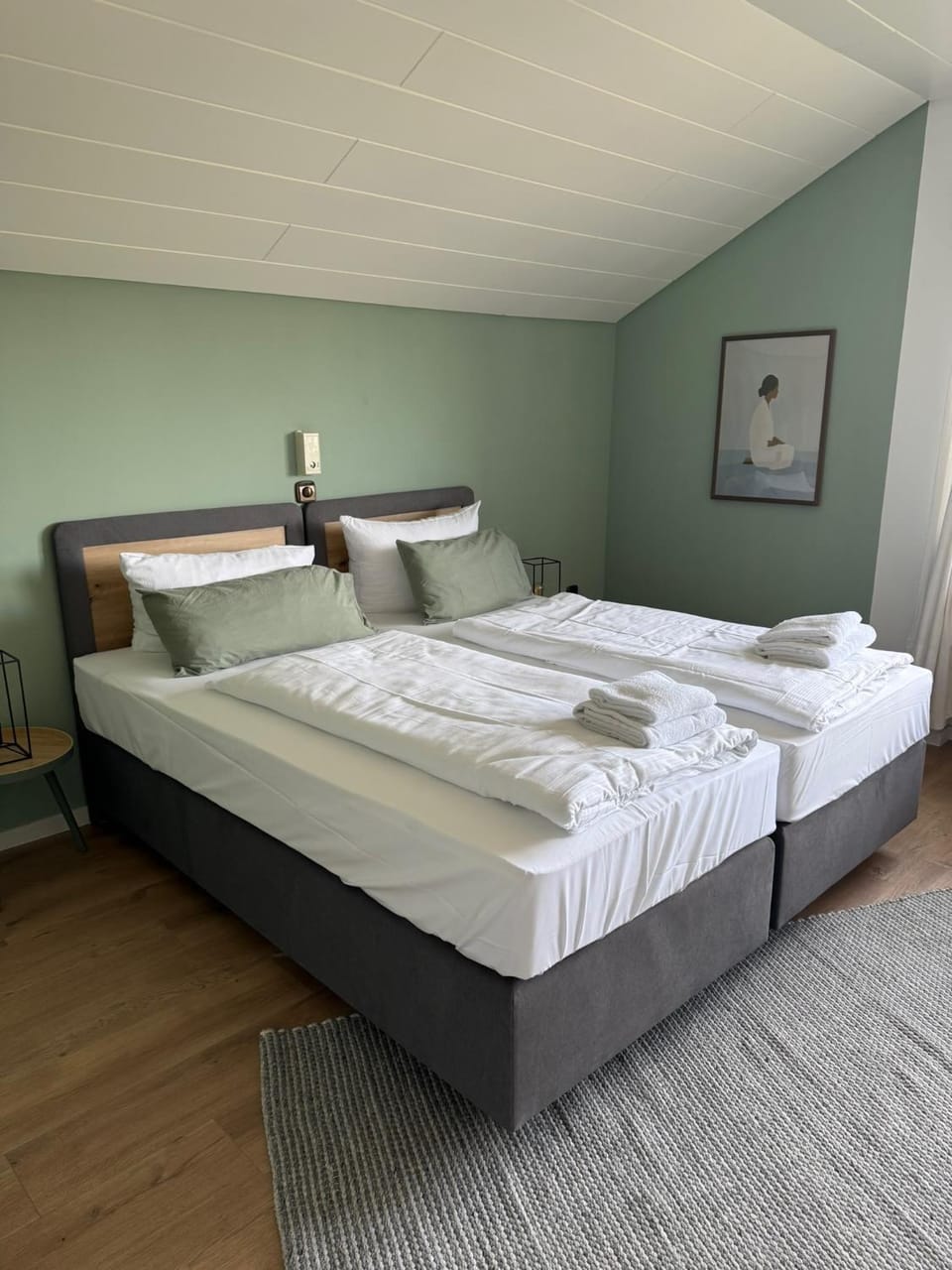 Bed, Photo of the whole room, Bedroom, towels
