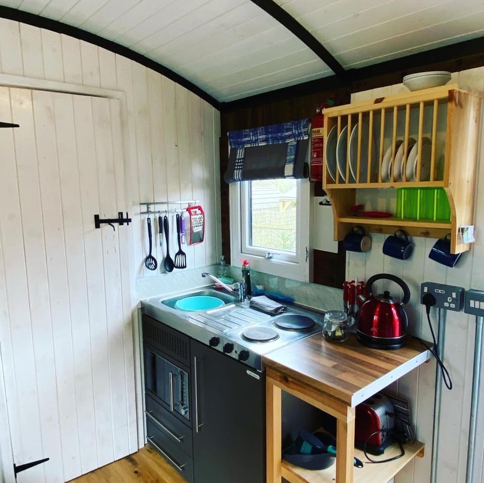 Kitchen or kitchenette, minibar, stove, toaster