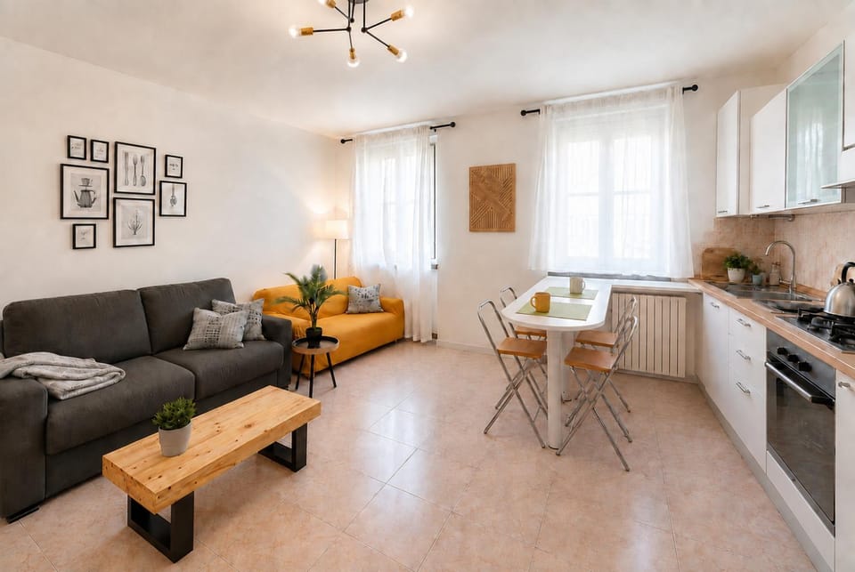 Kitchen or kitchenette, Living room, Seating area, Dining area, stove, kitchen