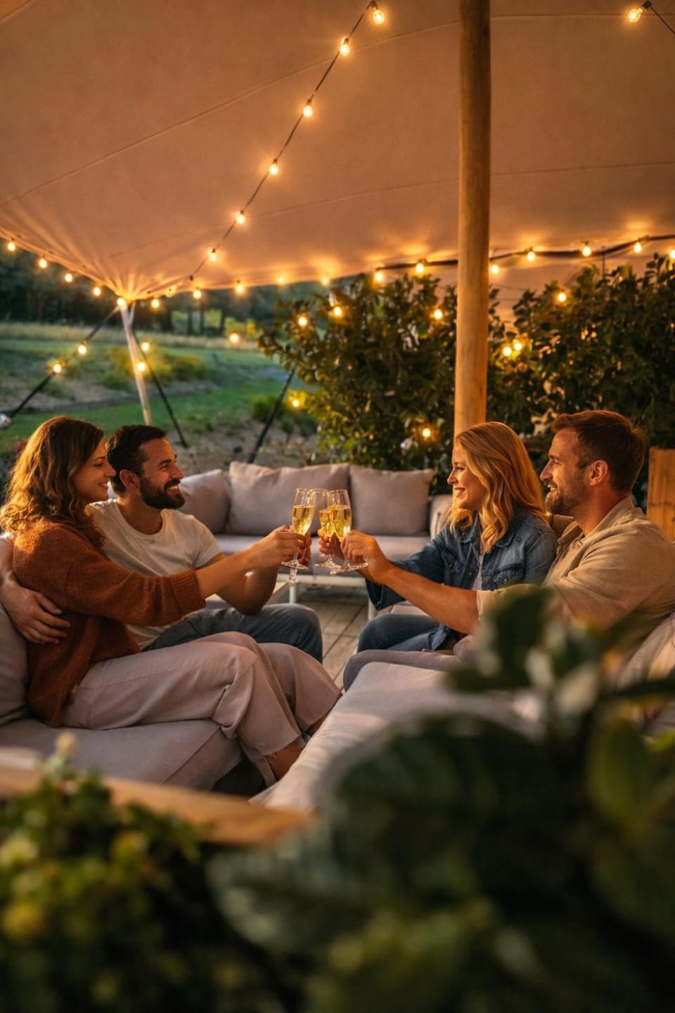 Patio, Night, Food and drinks