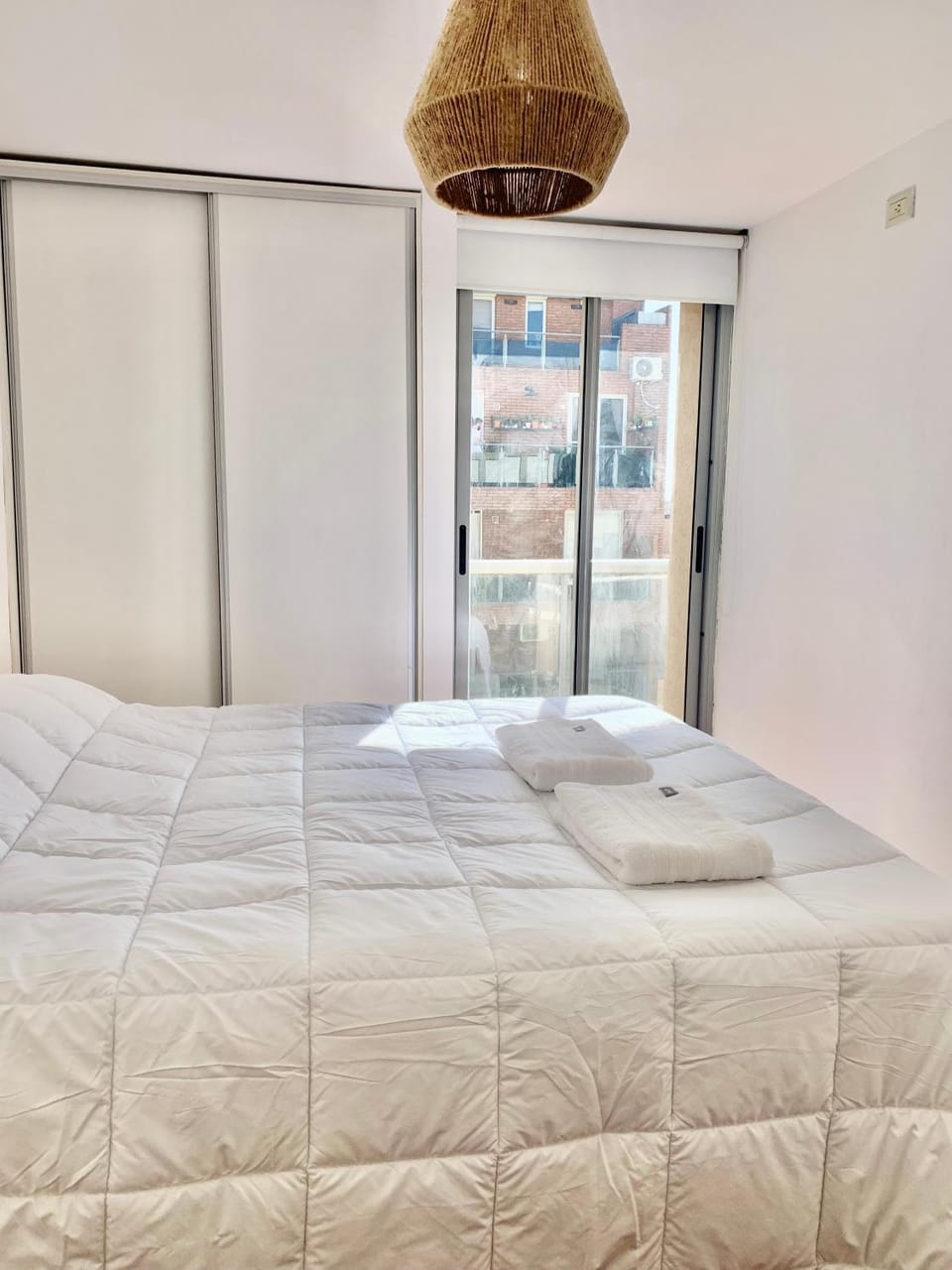 Bed, View (from property/room), Photo of the whole room, Decorative detail, Bedroom, City view, Mountain view, Street view, Quiet street view, towels, wardrobe