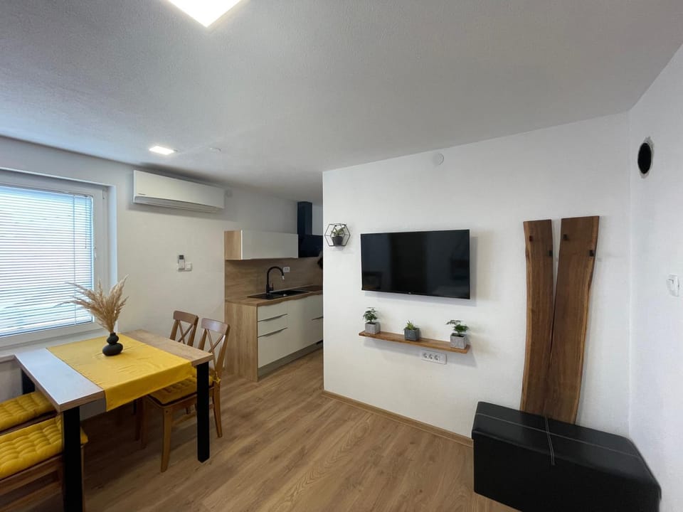 TV and multimedia, Kitchen or kitchenette, Dining area, stove, kitchen