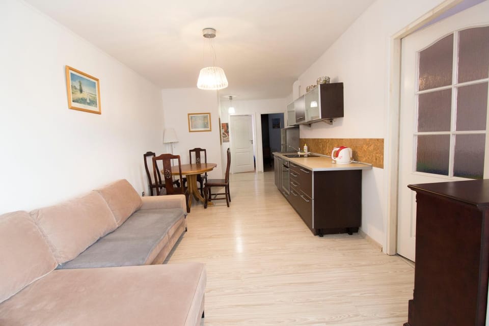 Kitchen or kitchenette, Living room, Seating area, Dining area, oven