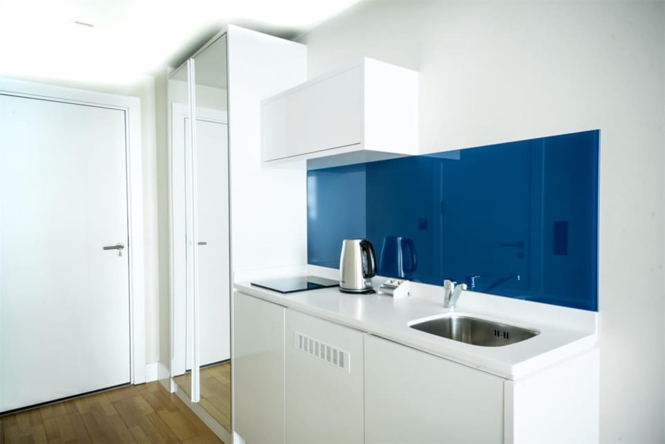 Kitchen or kitchenette, stove